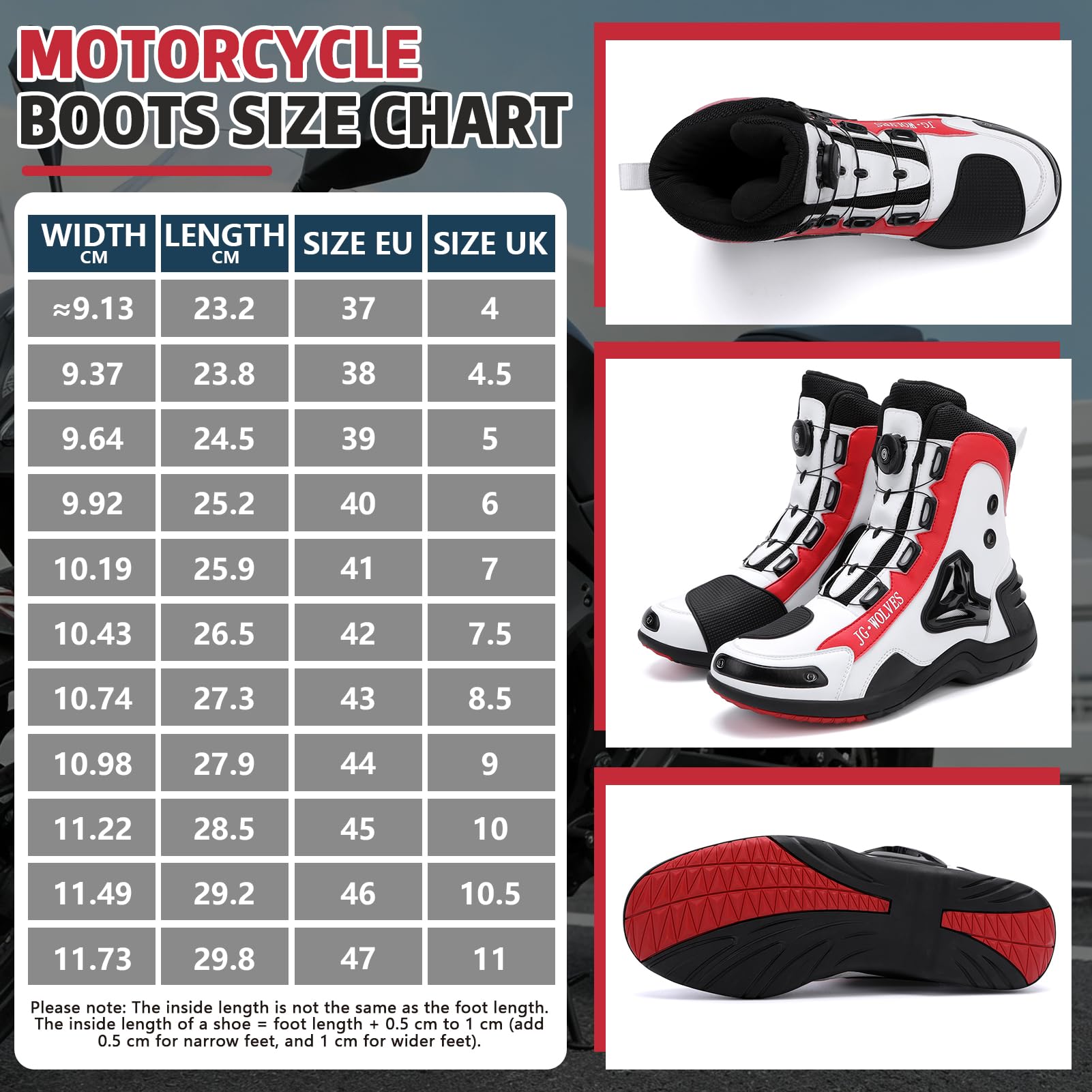 Zapatos de Moto para Hombre Botas Moto de Cuero Reforzados