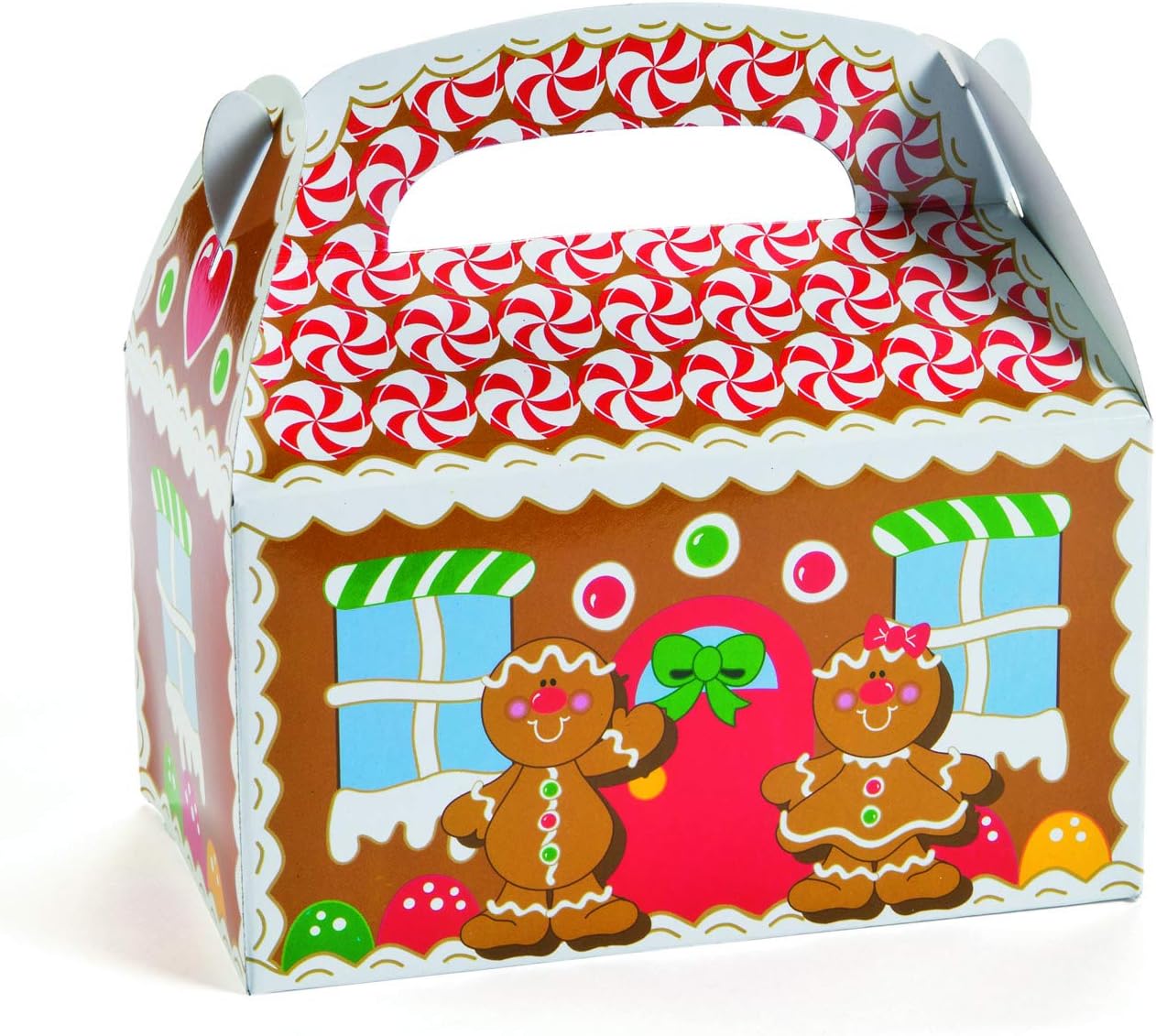 Gingerbread House Favor Treat Boxes - Christmas and Holiday Party Supplies - 12 Pieces
