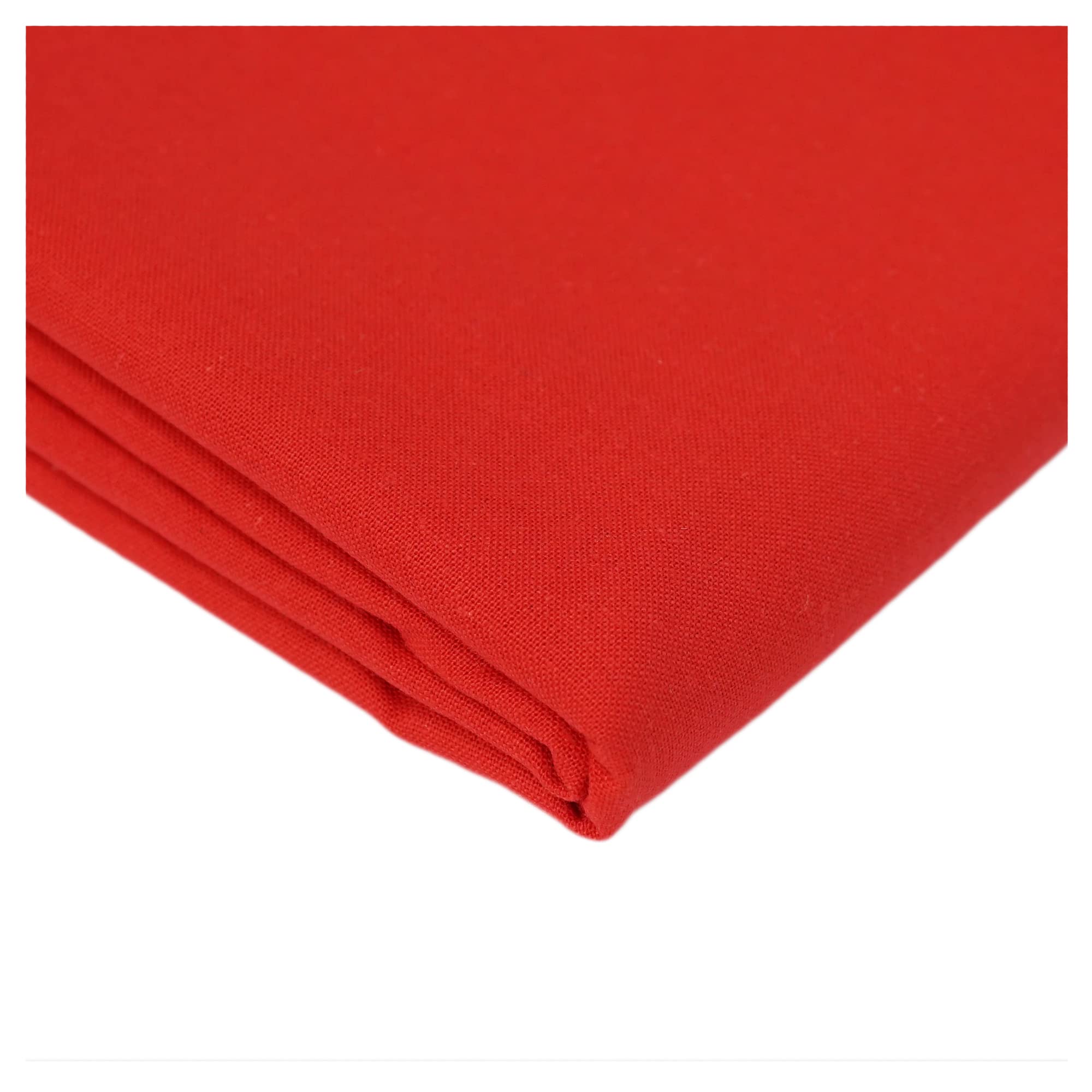 100% Cotton Plain Solid Dyed Fabric Woven Material Used for Dressmaking Crafts Quilting - 150GSM - 60” Width (500cm x 150cm / 197" x 60", Red)