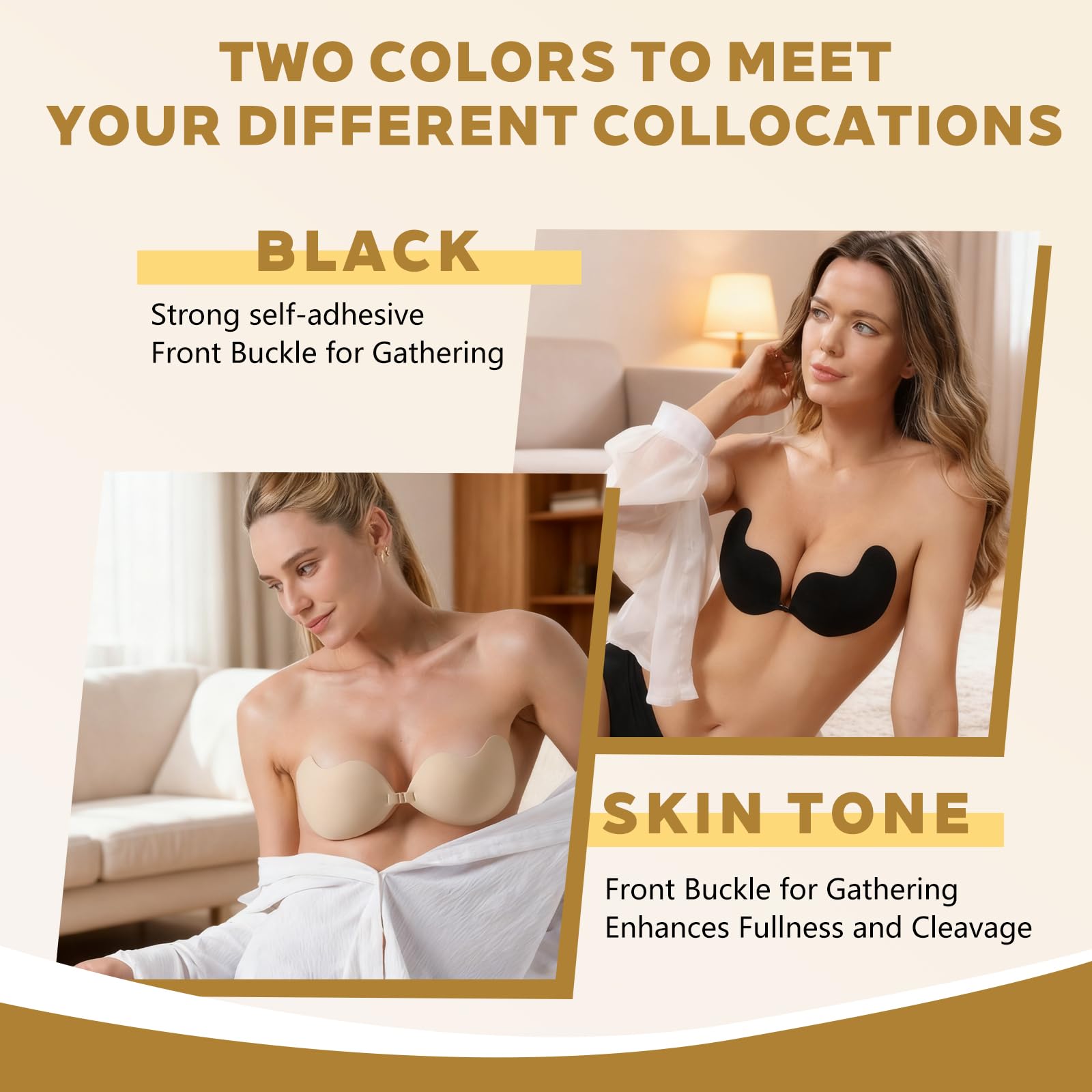 Seamless Invisilift Bra for Women Adhesive Push Up Sticky Strapless Backless Bra