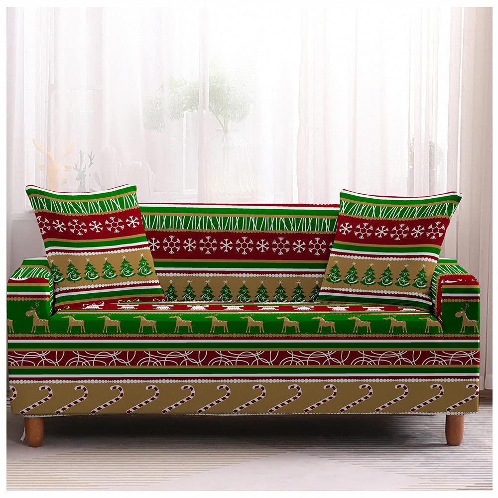 Housse de canapé de Noël extensible 1 à 4 places avec motif flocon