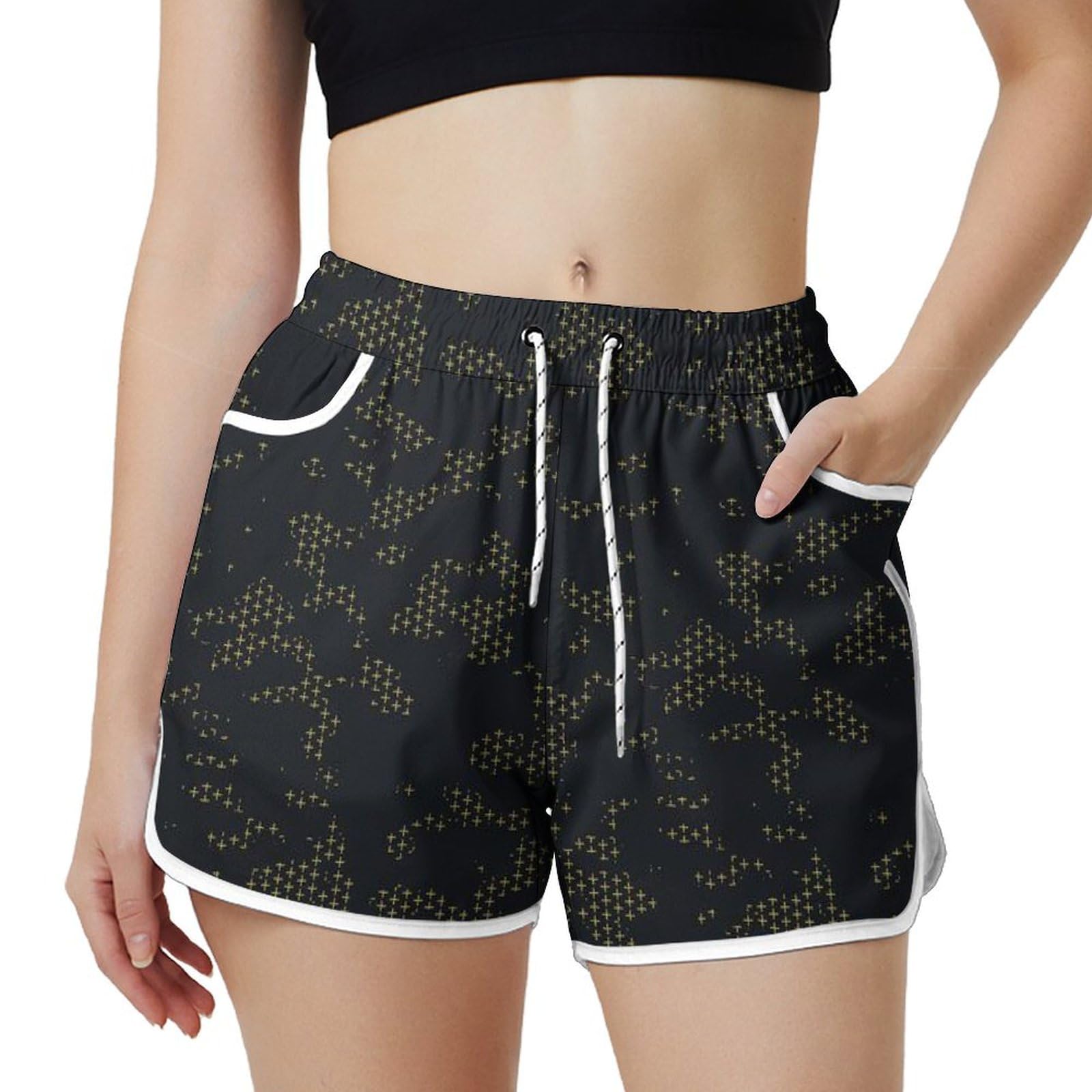 AYUNIX Women's Running Shorts with Pockets Quick Dry Performance Shorts for Women Black Athletic Workout Gym Shorts