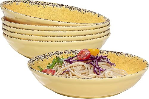 Farmhouse - Juego de cuencos de melamina para pasta, 42 onzas, juego de ensaladas grandes de 9.25 pulgadas, 6 cuencos de sopa grandes, cuencos