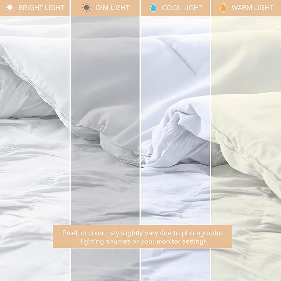 Comfort Spaces All Season King Size Comforter Set for Girls, 4 Piece, White