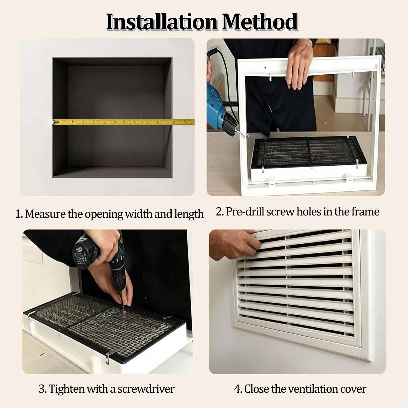 Rejilla de retorno de aire, cubierta de ventilación de retorno de aire frío | Frontal/puerta extraíble, rejilla de ventilación blanca para pared y techo(29 x 29 cm)