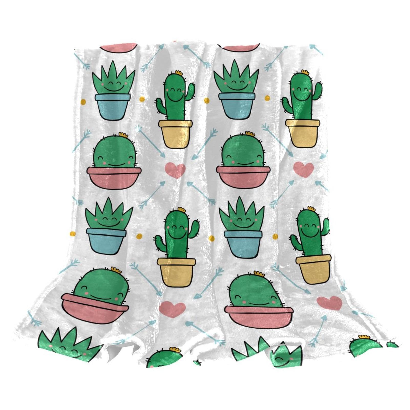 Couverture polaire cactus douce plaid chaud 150x100cm pour lit et canapé