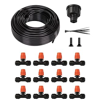 50FT Drip Irrigation Kit, Quick Connect Garden Watering System, Easy Install Drip Irrigation System with Misting Nozzles for Patio, Potted Plants, Small Garden & Greenhouse