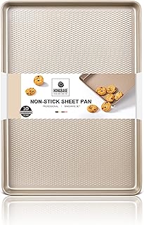 Quater Sheet Baking Pan Nonstick - HONGBAKE Commercial Cookie Sheet for Baking with Diamond Texture Surface, 57% Thicker C...