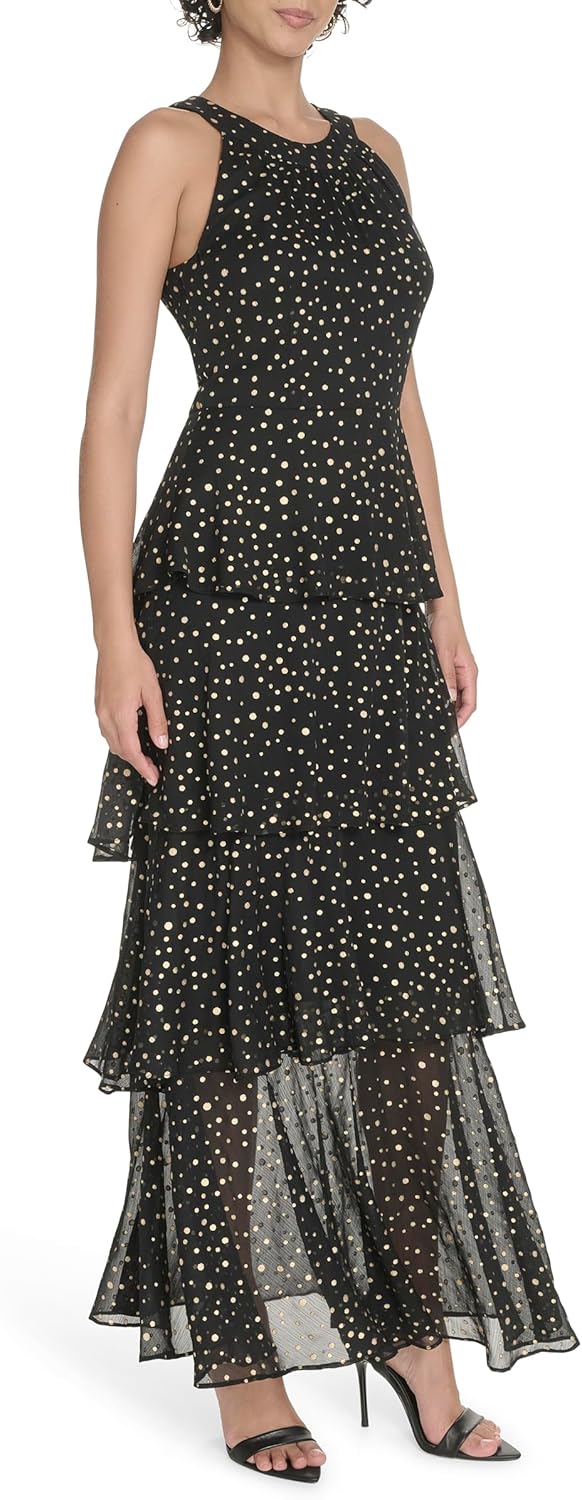 Tommy Hilfiger Womens Sleeveless Halter Neck Tiered Skirt Maxi Dress - Image 3