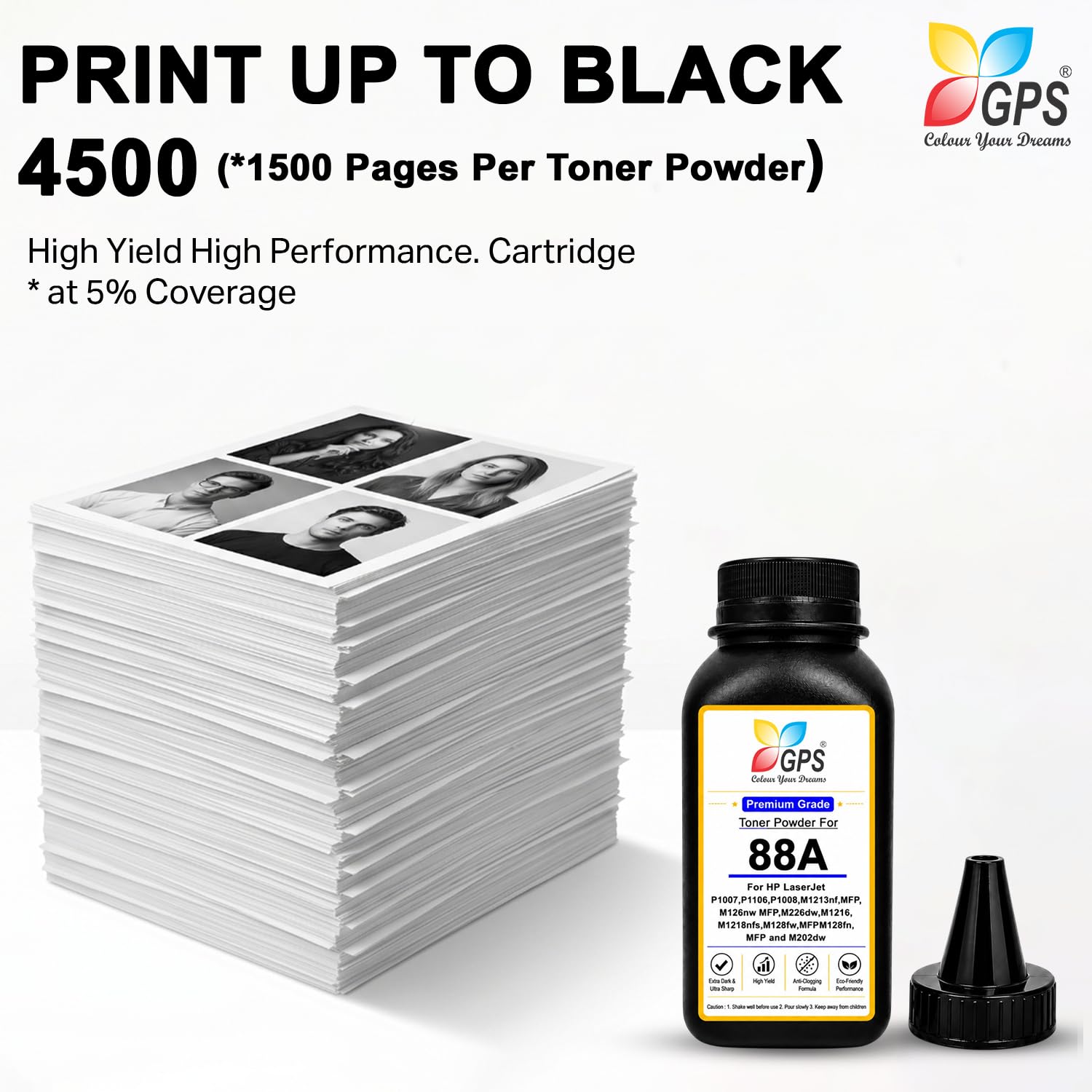GPS Colour Your Dreams Laser Toner Powder Refilling for HP 88A / CC388A Powder Pack of 3 2