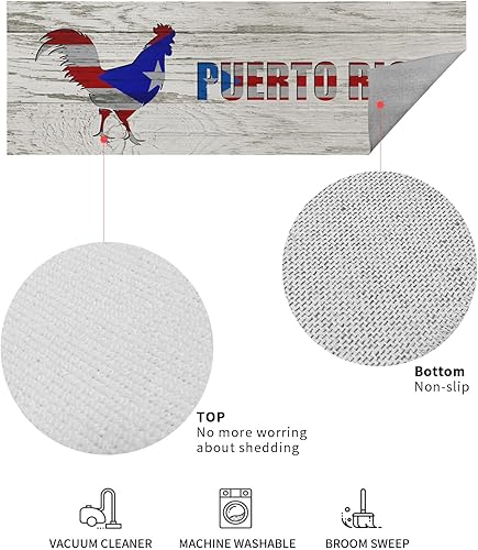 Miniatura 3 de Tapete para puerta delantera, antideslizante, absorbente, largo, para entrada, para interiores y exteriores, tapete de madera con bandera