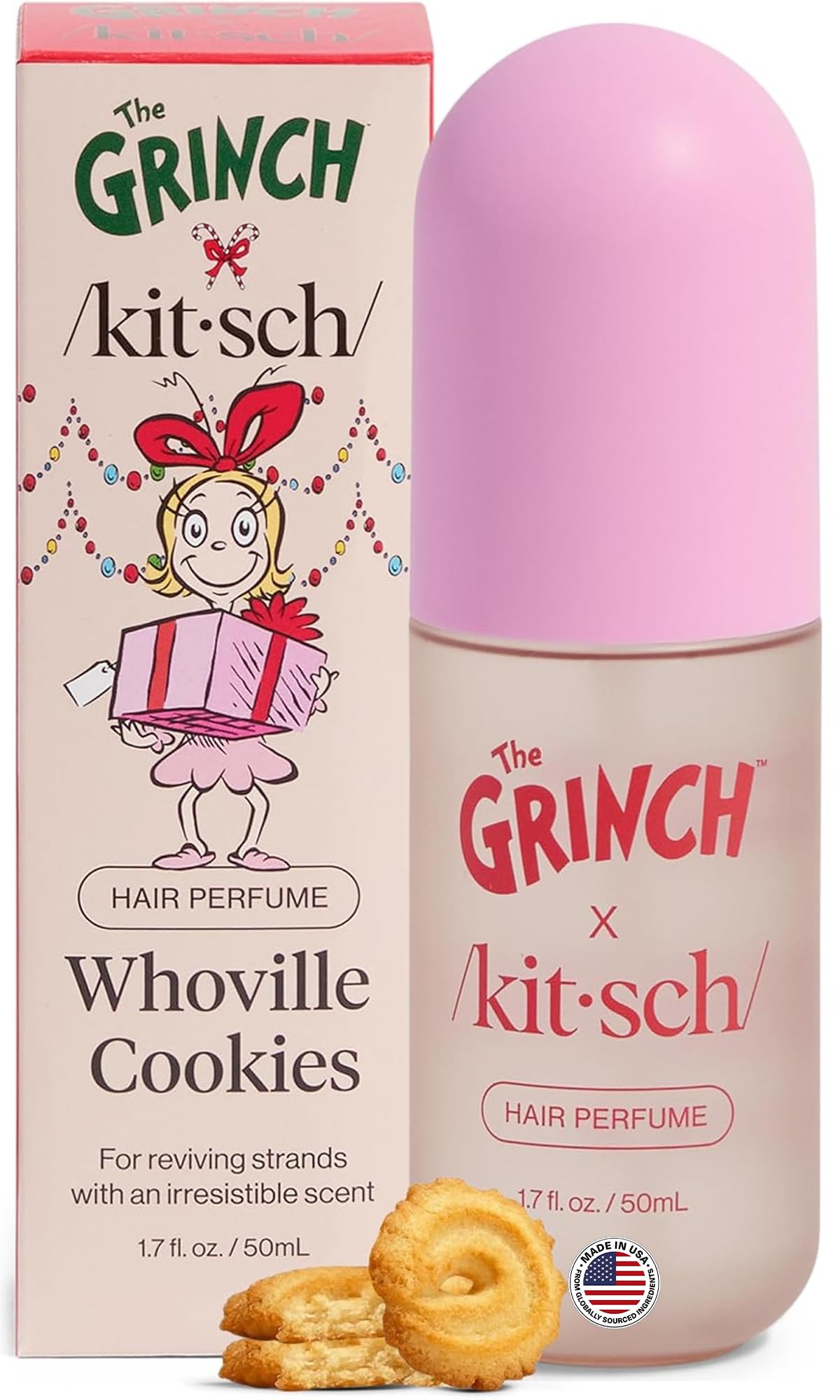 Kitsch Hair Perfume for Women – Hair Spray & Body Mist – 50mL | Warm Cookie-Scented Hug – Clean, Deodorizing & Patented Odor-Eliminating Technology – Freshen Hair, Body & Pillows