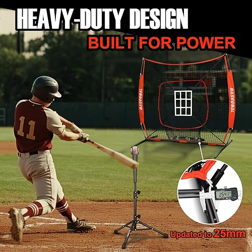 Miniatura 5 de Red de práctica de sóftbol de béisbol de 6 x 6 pies, respaldo de béisbol, con camiseta de bateo, organizador de pelotas, para golpear lanzamiento,