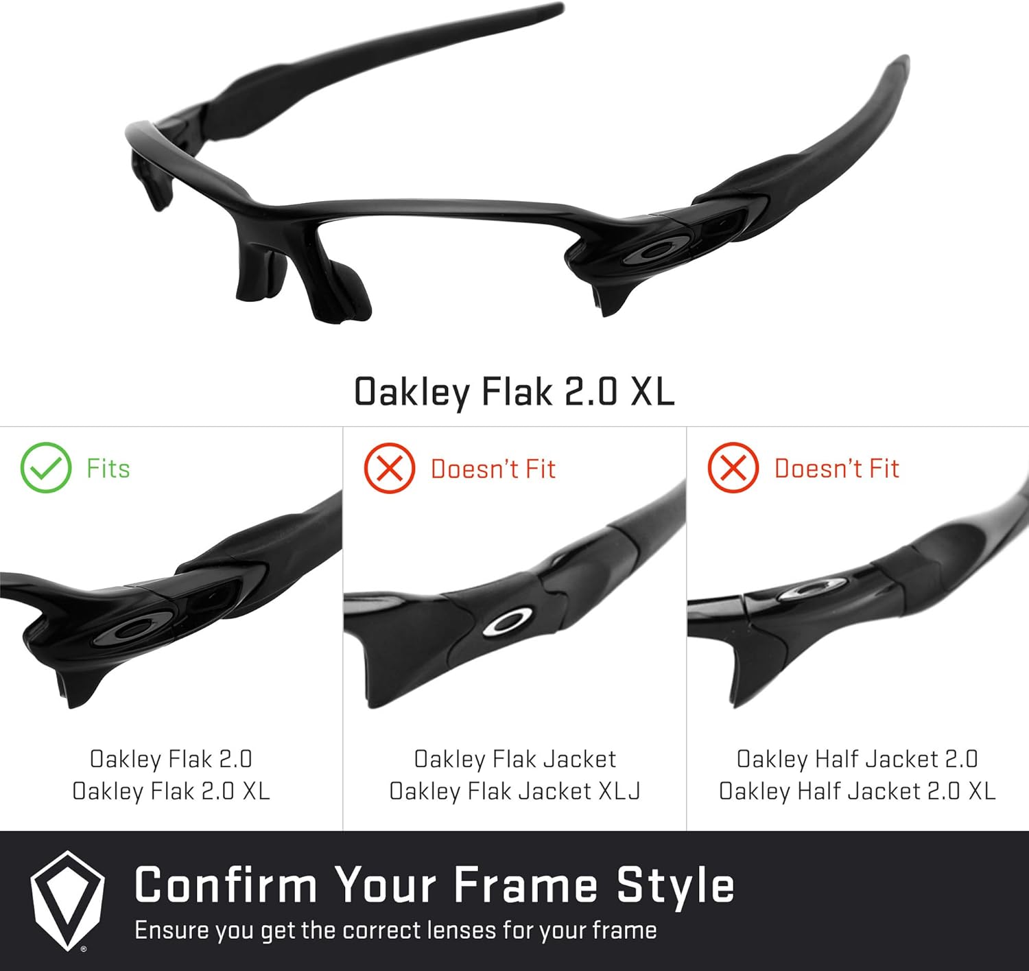 Revant Replacement Lenses for Oakley Flak 2.0 XL Vented OO9188 Sunglasses - Non-Polarized Stealth Black