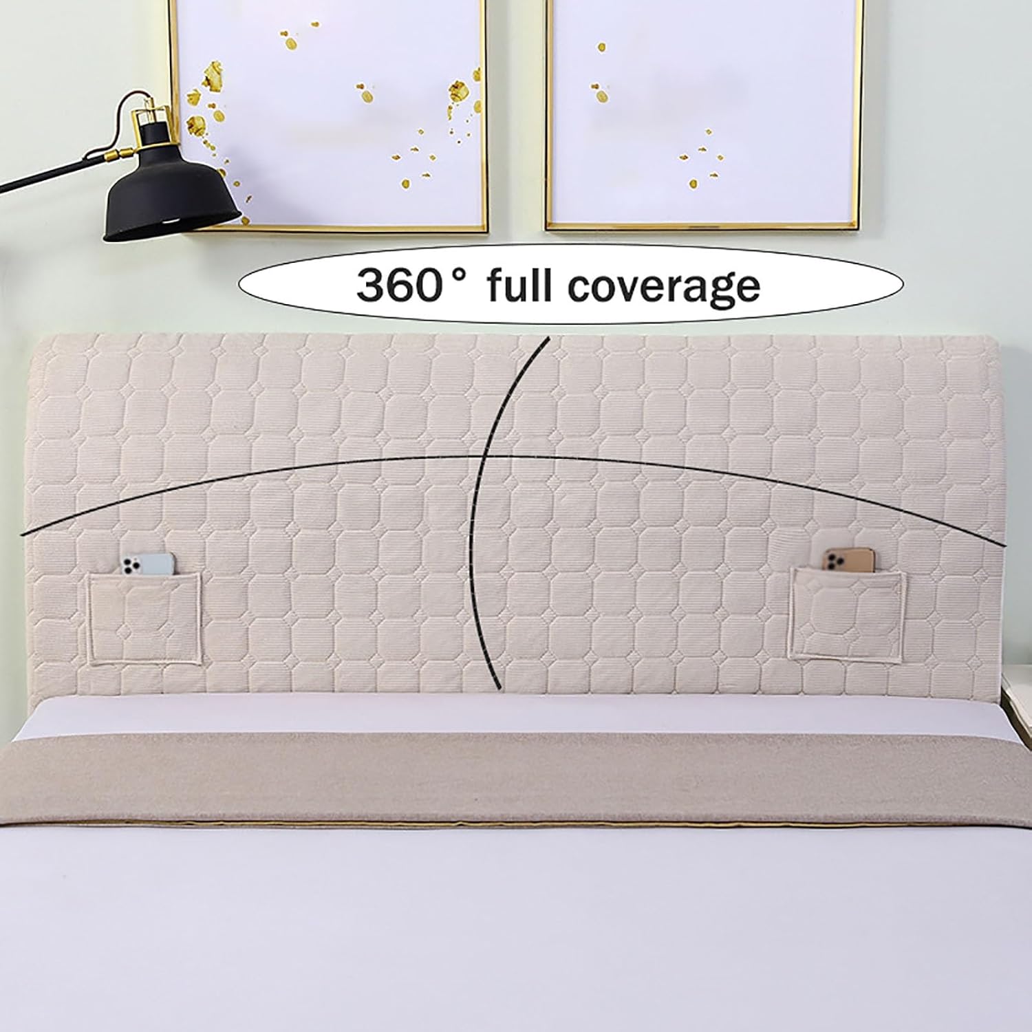 Head Board Covers Double Queen Cal King Size Bed Head Cover Upholstered/Leather/Wood Bed Backrest Protector Stretch Dustproof Bed Headboard Slipcover(Pink,62.9in)
