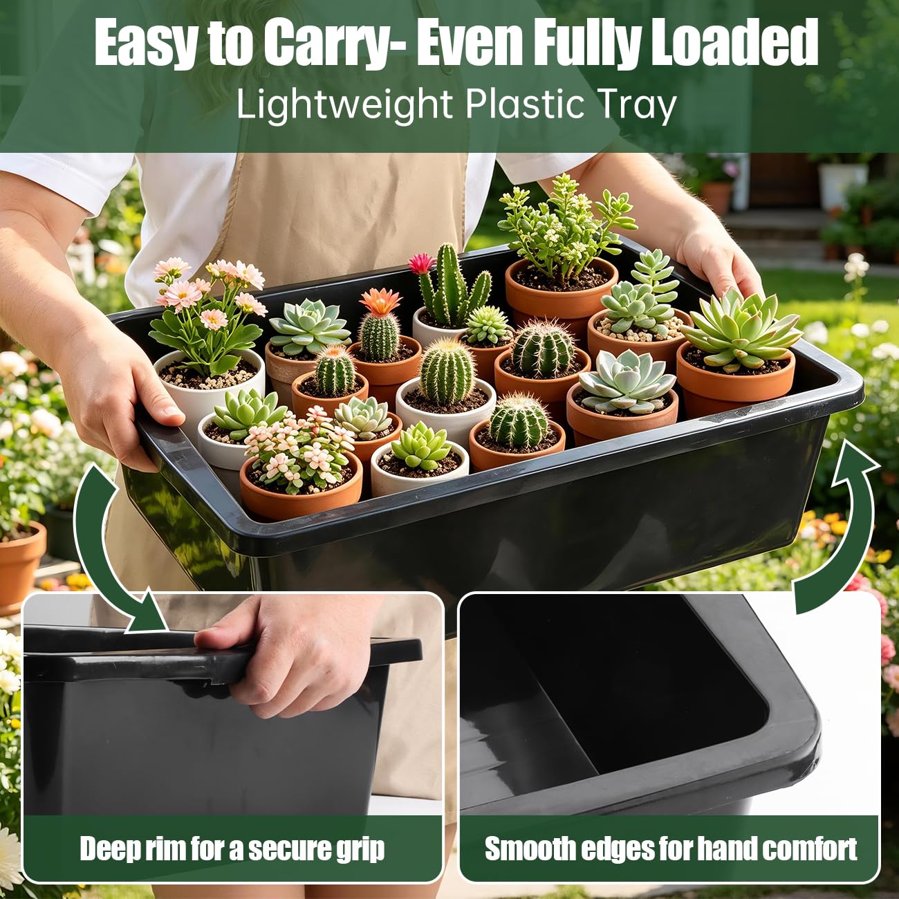 Lot de 4 plateaux de rempotage de plantes de jardin pour mélange de terre