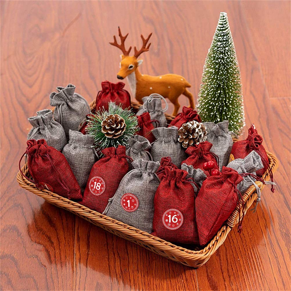 Binggunyo 24 Sac En Tissu De Calendrier De L'avent De Noël, Sac