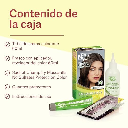 Miniatura 7 de Tinte permanente para el cabello, color permanente para el cabello. Sin color, sin amoníaco, resorcinol, parabenos o PDD. (4 cabellos castaños)