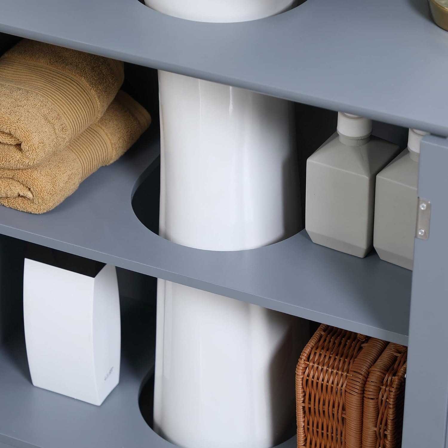 Generic Pedestal Sink Bathroom Cabinet with 2 Doors, Under Sink Storage, Adjustable Shelf, White, 23.5" L x 11.75" W x 23.5" H