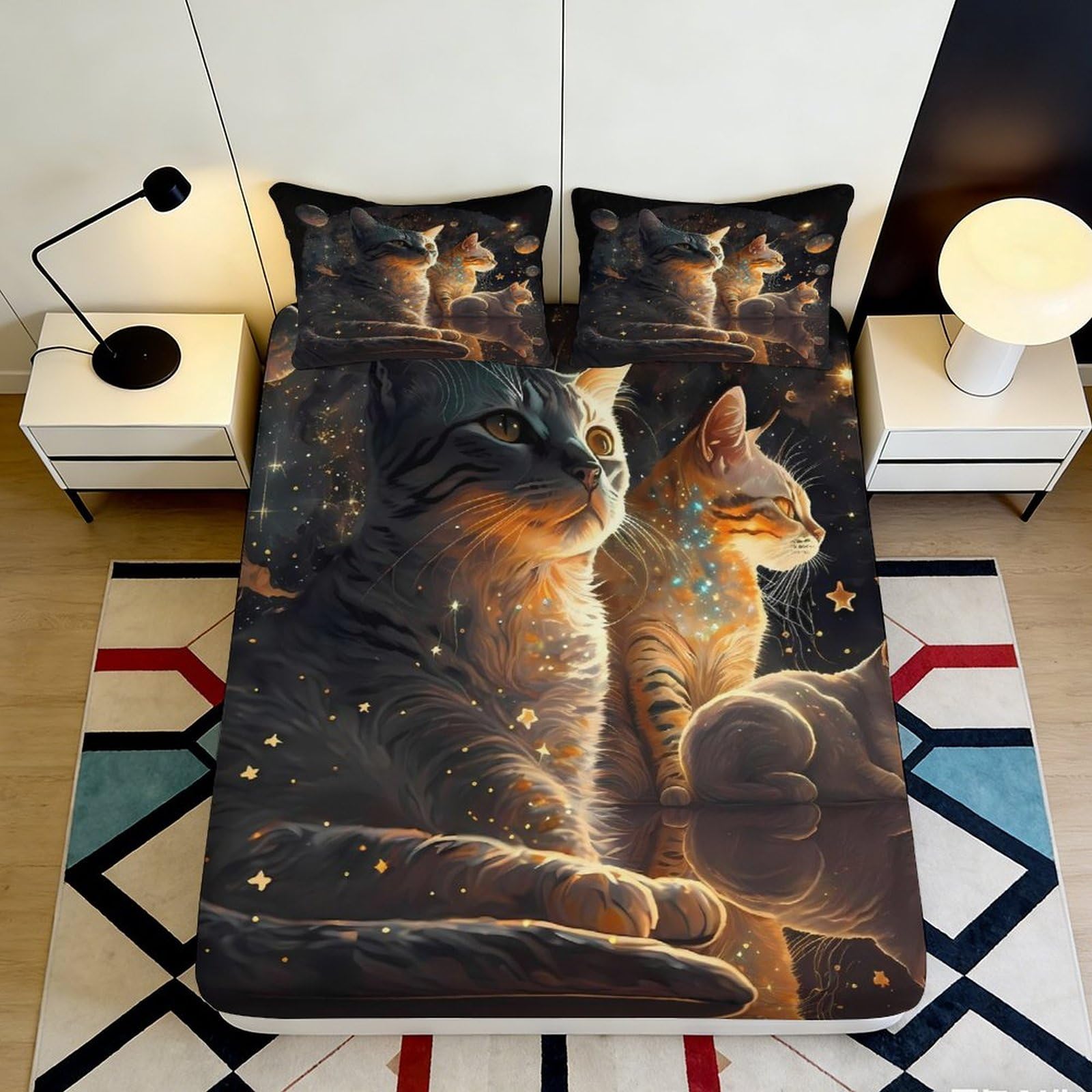 3D Printed Shark Design Fitted Sheet Microfiber Deep Pocket Bedroom Bedding Elastic Hem Shark Mattress Fitted Cover for Adults Teens 160x200x25cm
