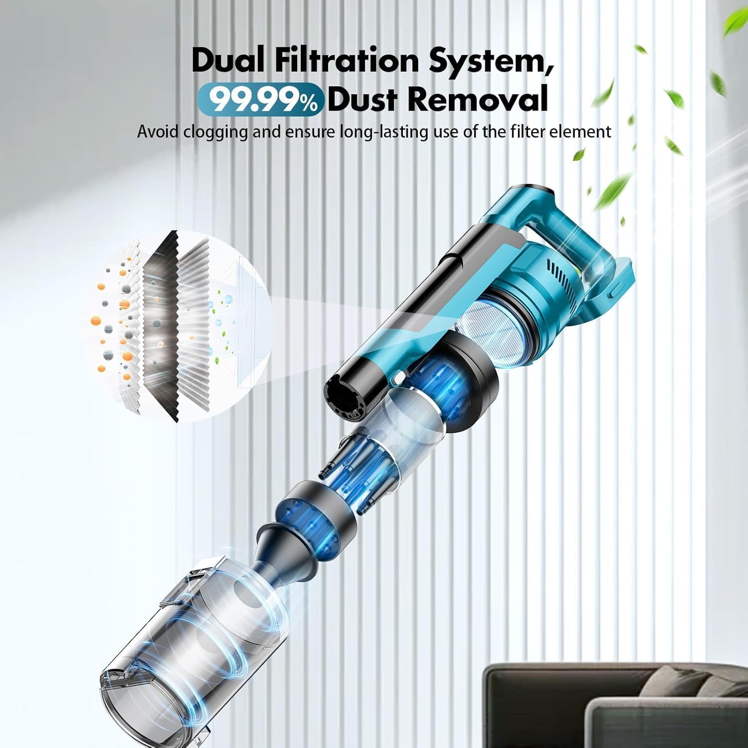 700W Cordless Vacuum Cleaners for Home with 2*Battery 8000mAh,Brushless Rechargeable Stick Vacuum photo 8