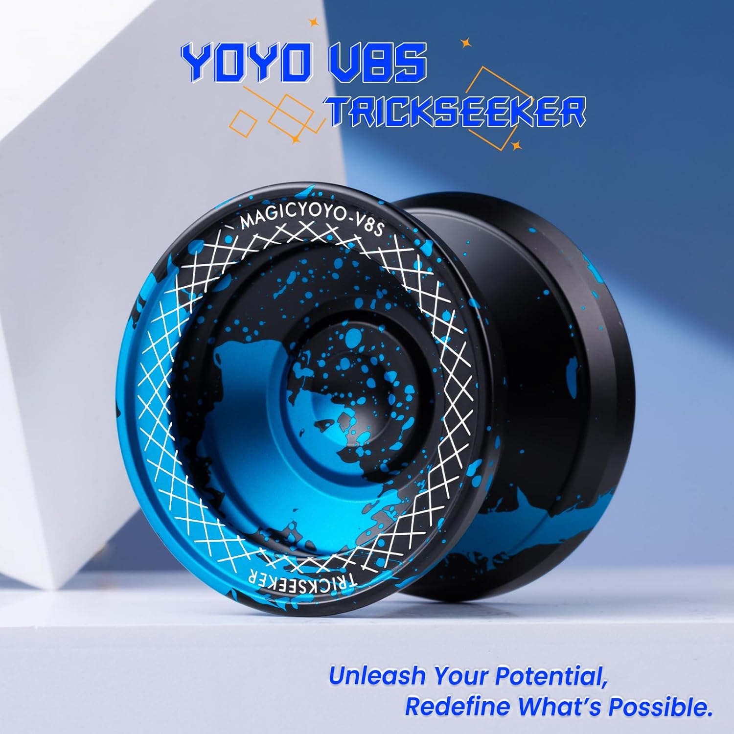 Pack of 2 Yoyos - V8s Black Blue Dual Purpose Yoyo + K2 Crystal Red Responsive Yoyo