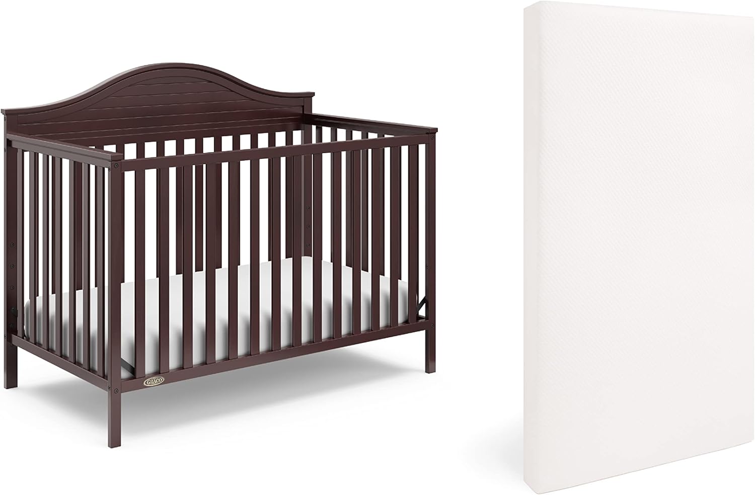 Graco Stella Convertible Crib with Premium Foam Crib and Toddler Mattress Espresso