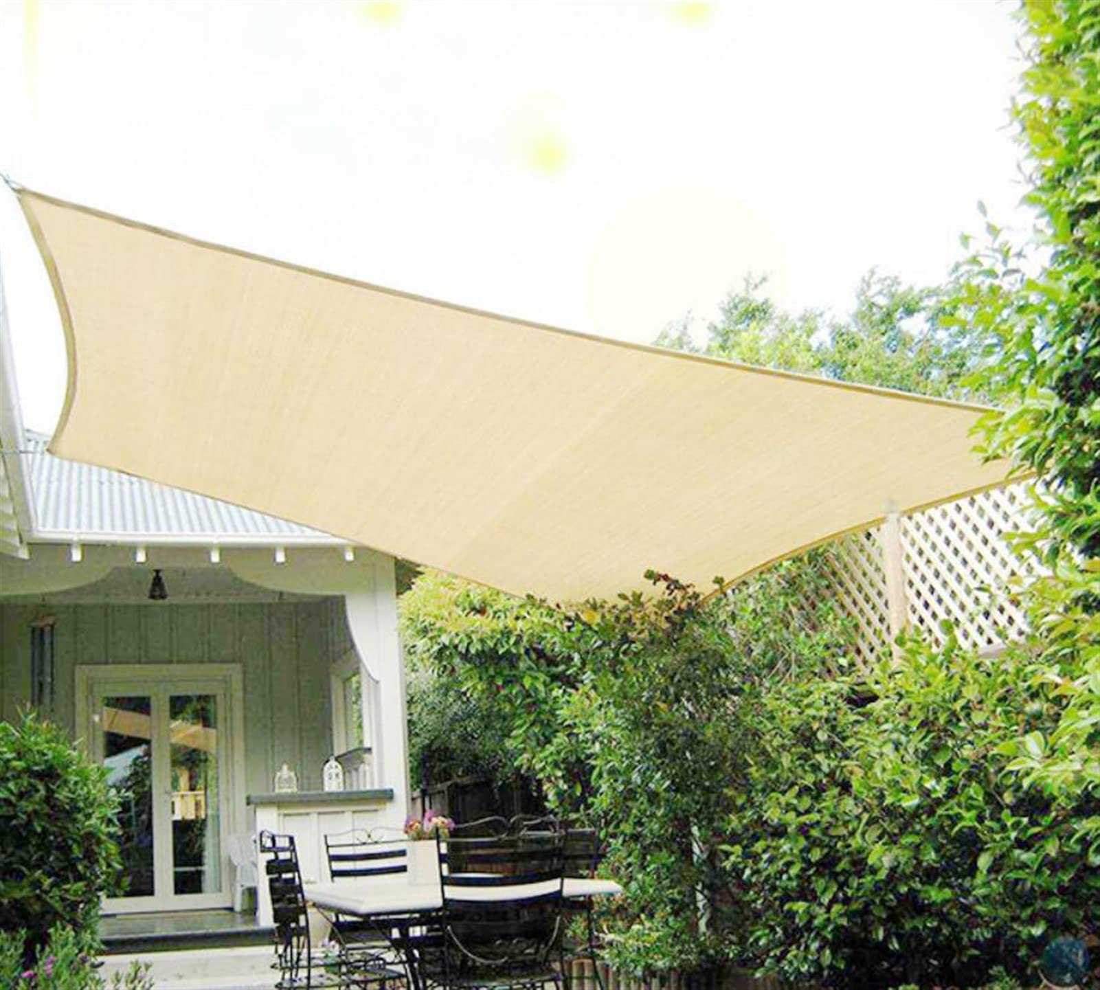 Sonnensegel Sonnenschutz Rechteckig, 5x5m Wasserdicht Balkon Terrasse mit Ösen 95% UV Schutz HDPE sonnennetz beschattung for Terrasse, Balkon, Gewächshaus und Garten Viereck