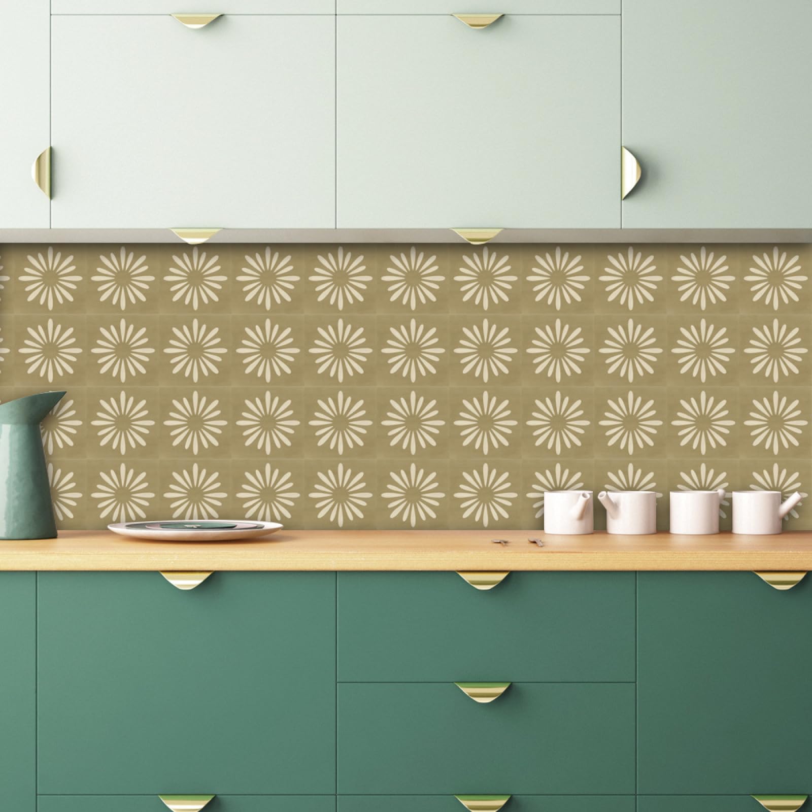 Piastrelle Adesive Cucina Modello Marrone Chiaro Pavimento pvc Adesivo Mobili Decorazioni Piastrelle Adesive Bagno Impermeabile Resistenza all'olio Mattonelle Adesive