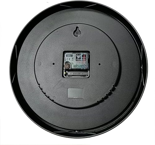 Miniatura 9 de Scale of Justice - Reloj redondo con marco de metal, funciona con pilas, de cuarzo, sin tictac, marco de aluminio negro, reloj de pared para