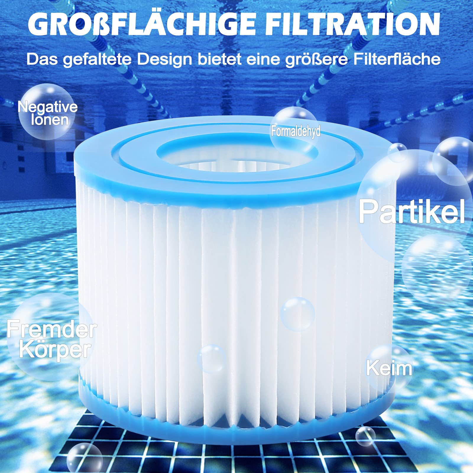 Confezione da 8 filtri di Ricambio per Piscina Misura 6-58323, Filtro di Ricambio per Piscina per Best-Way VI, Lay-Z-Spa
