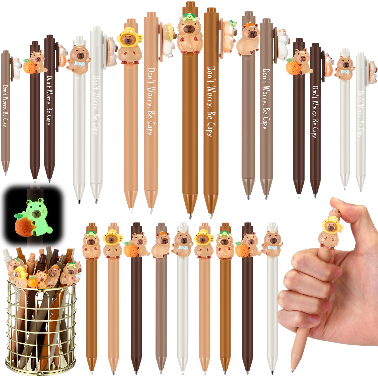 Eersida 30 Pcs Capybara Pens Gifts Inspirational Cute Capybara Ballpoint Pens Bulk Motivational Employee Appreciation Gift Black Ink Thank You Pen for