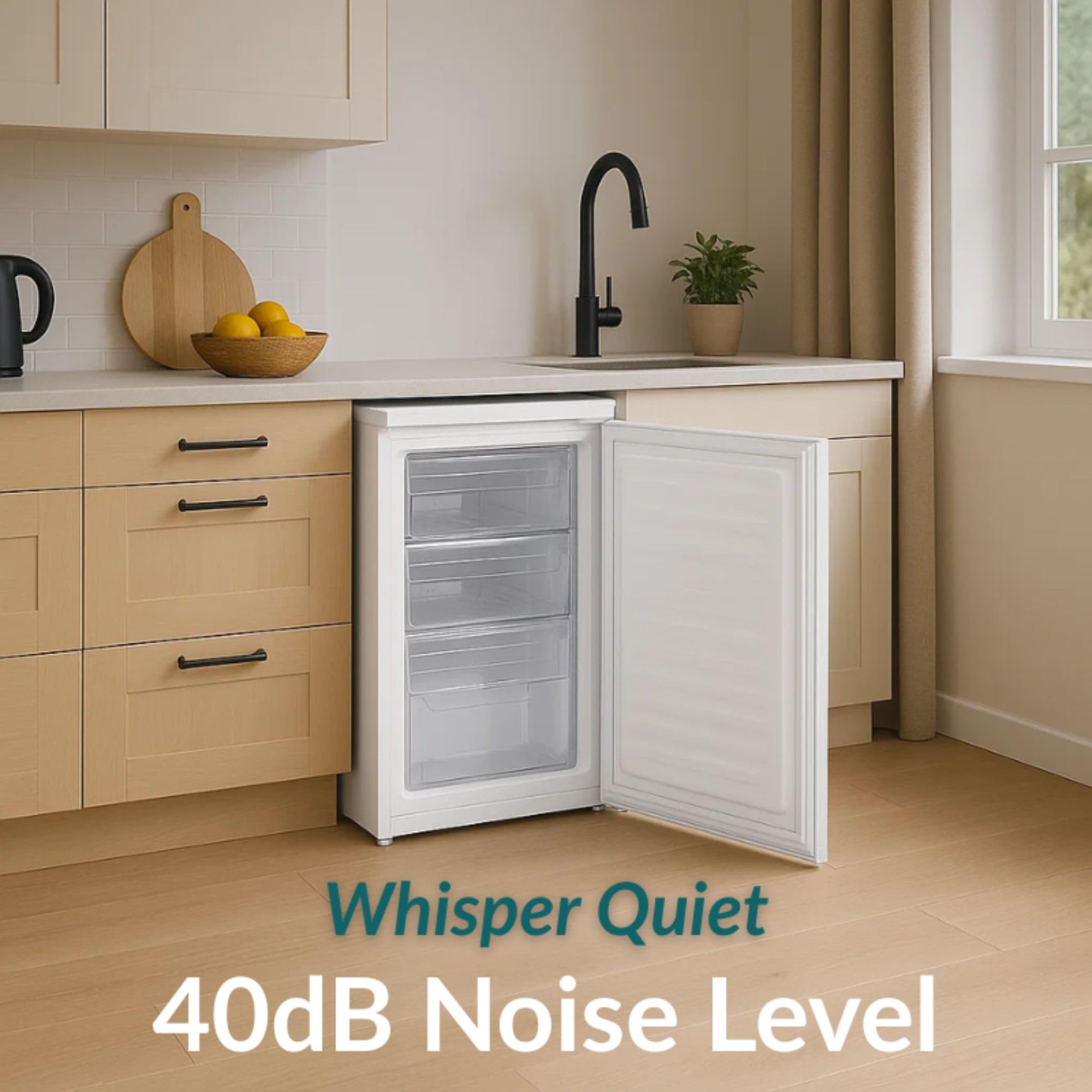 Under Counter Freezer - 91L Freezer, 85CM Height, 55CM Width, Quiet 40 dB Operation, Freestanding Design, White, Ideal For Smaller Homes & Apartments - RF01UCFR91W01 — view 7