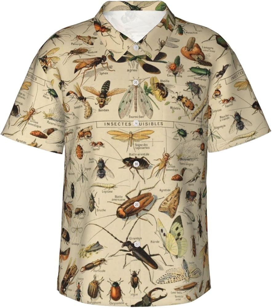 Amazon.co.jp: [COOLEAD] シャツ メンズ カブトムシ 昆虫柄 イラスト