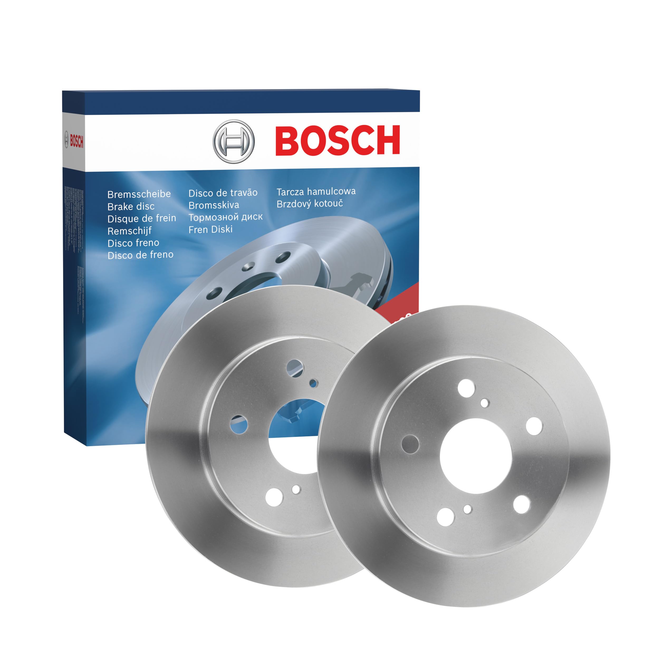 Juego de 2 Discos de Freno Bosch BD1310 - Discos Macizos de 259 mm - Eje Trasero - Certificación ECE-R90 - Frenado fiable, Rendimiento Estable, Protección Anticorrosión - 1 Juego de 2 Discos