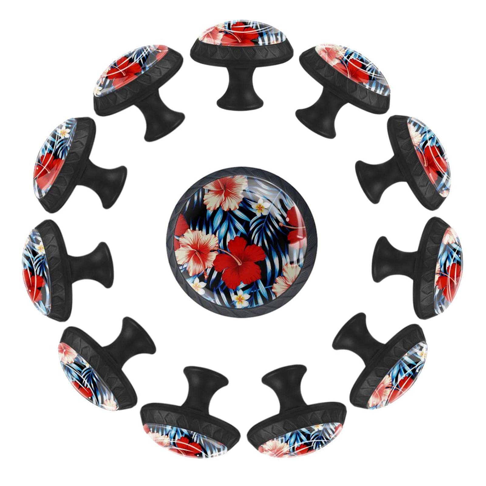 Boutons de tiroir ronds 35 mm poignée de meuble fleur rouge pour commode