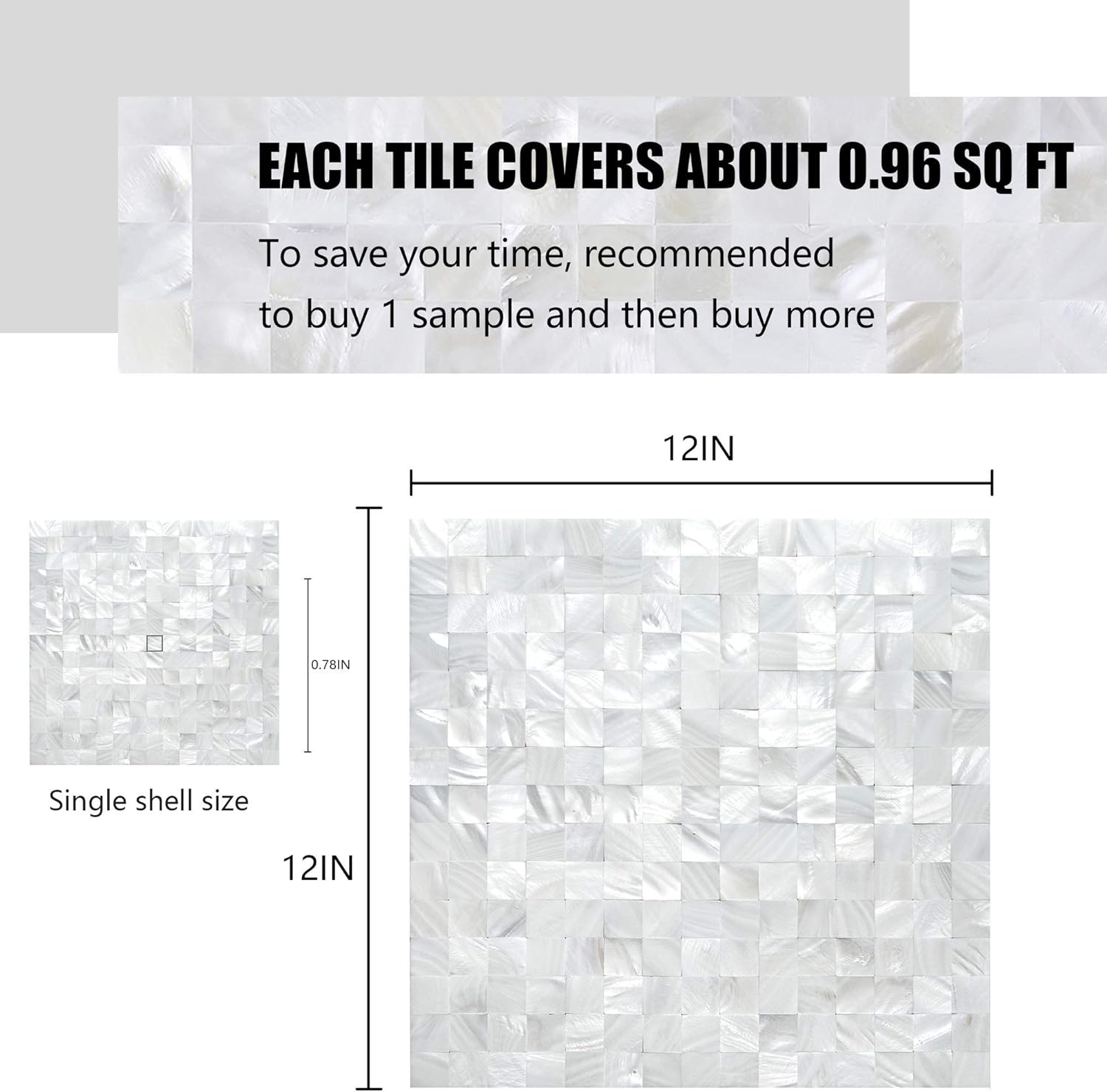 KASARO Peel and Stick Backsplash, Mother of Pearl Mosaic Shell Tiles, Self-Adhesive Wall Tile for Kitchen, Bathroom, Bedroom Decor, Waterproof & DIY-Friendly, 1 Sheets (Ivory White, 1 sq ft) Ivory White 1