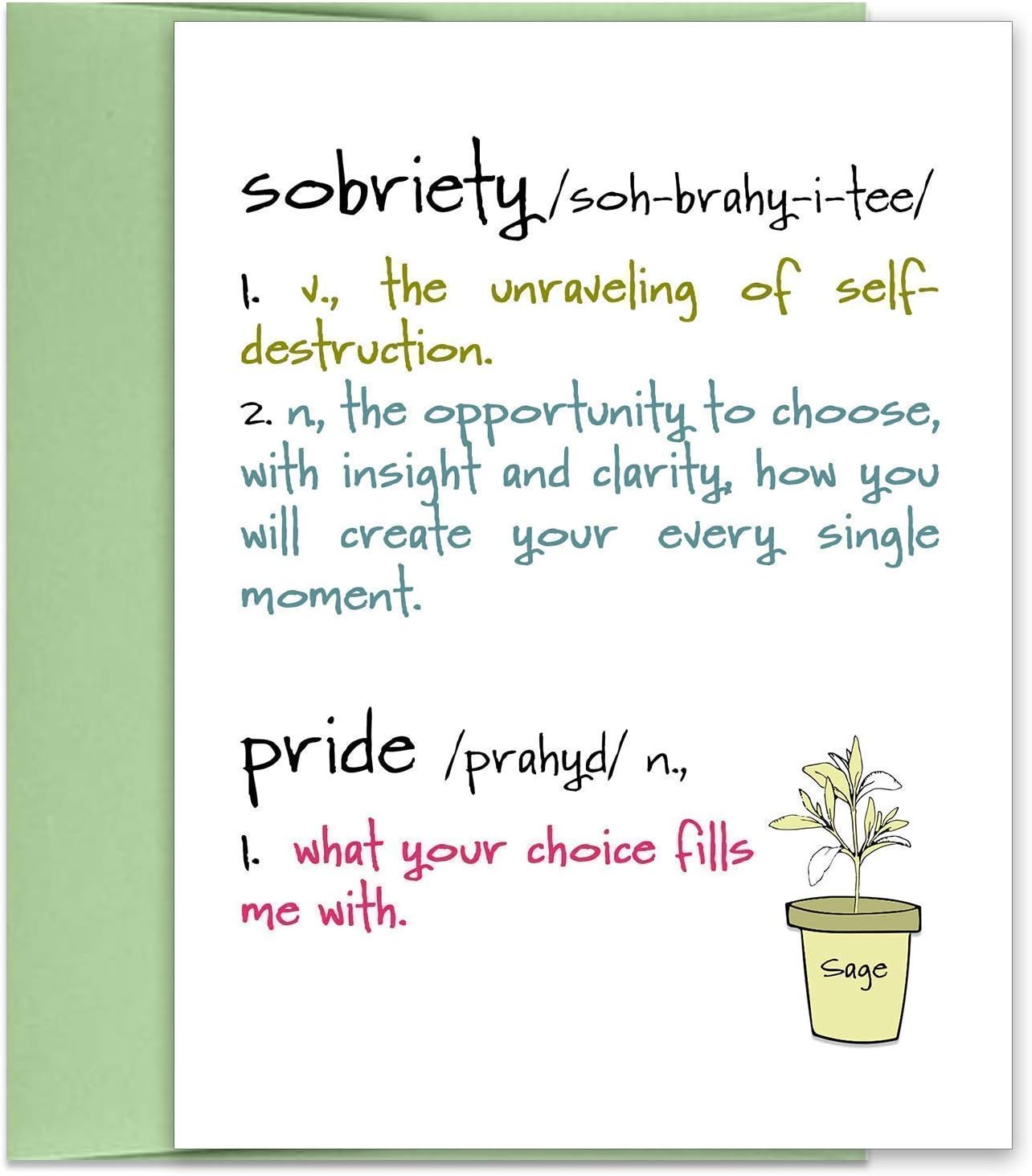Recovery Cards - Sobriety Greeting Card - Sober Anniversary Cards - Motivation Cards for AA Recovery - Sober Cards - Alcoholic Recovery - Card and Envelope Set - Blank inside