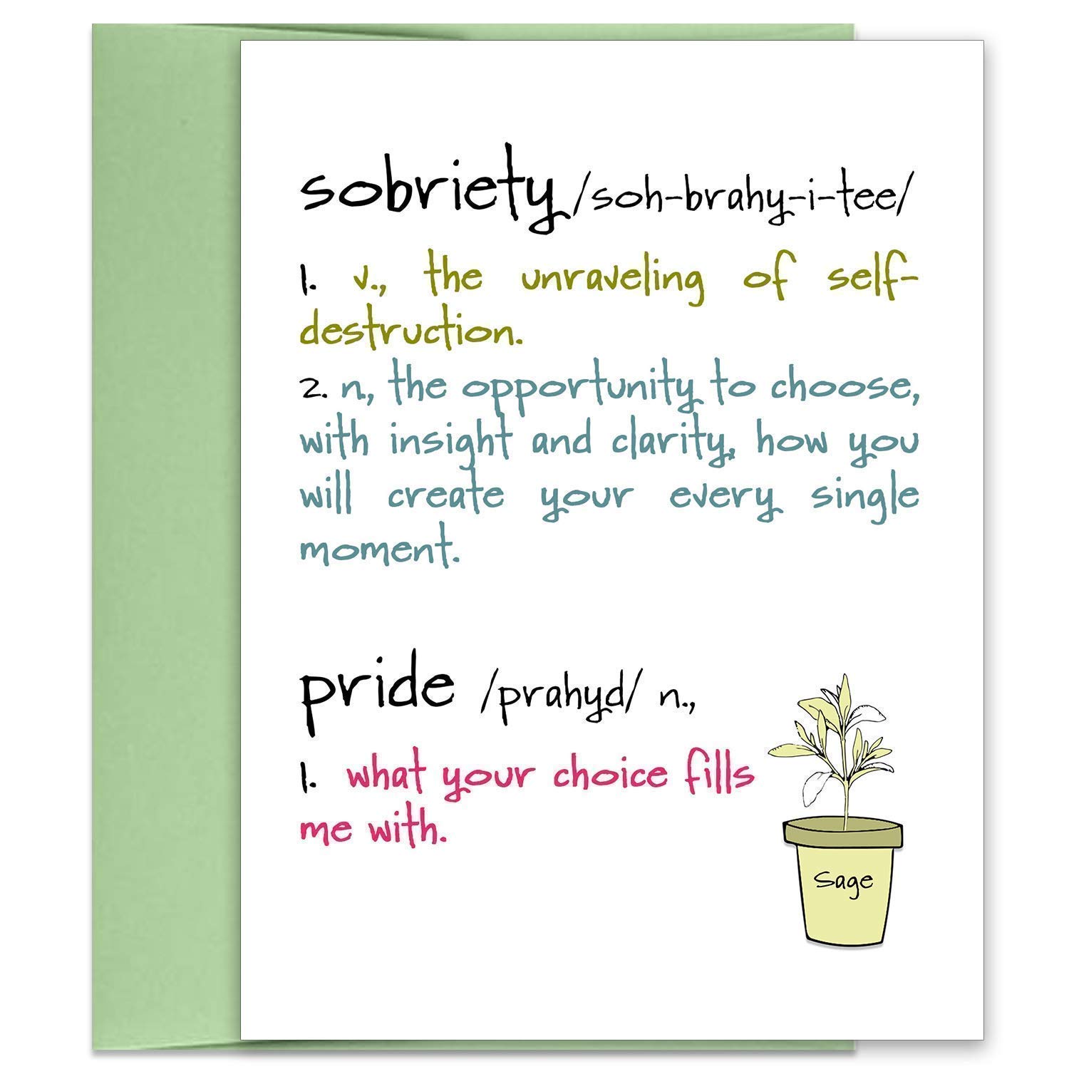 Recovery Cards - Sobriety Greeting Card - Sober Anniversary Cards - Motivation Cards for AA Recovery - Sober Cards - Alcoholic Recovery - Card and Envelope Set - Blank inside