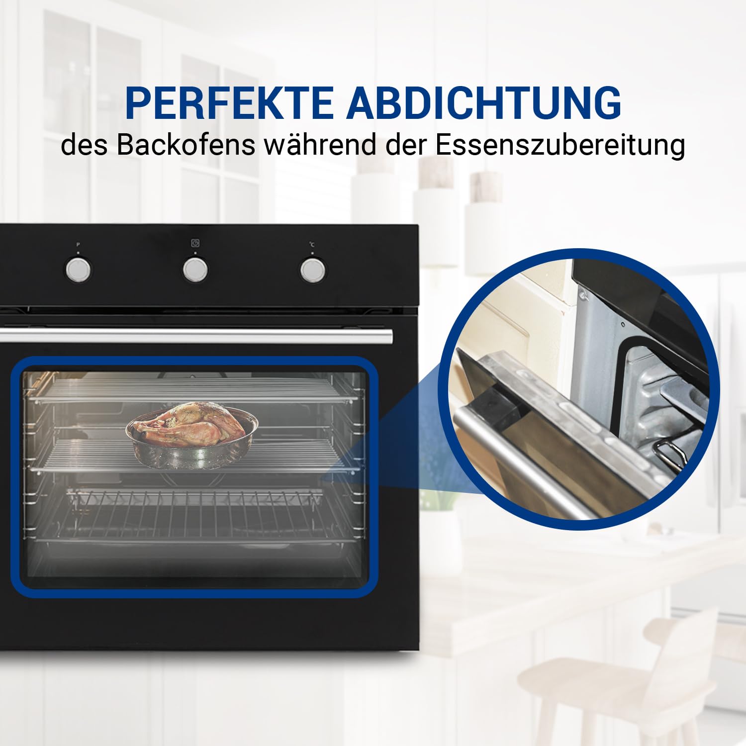 VIOKS Junta de goma para puerta de horno de repuesto para Bosch Siemеns 00491638 | Junta de goma para horno (sustituye a 491638, 10 ganchos, para estufa y horno)