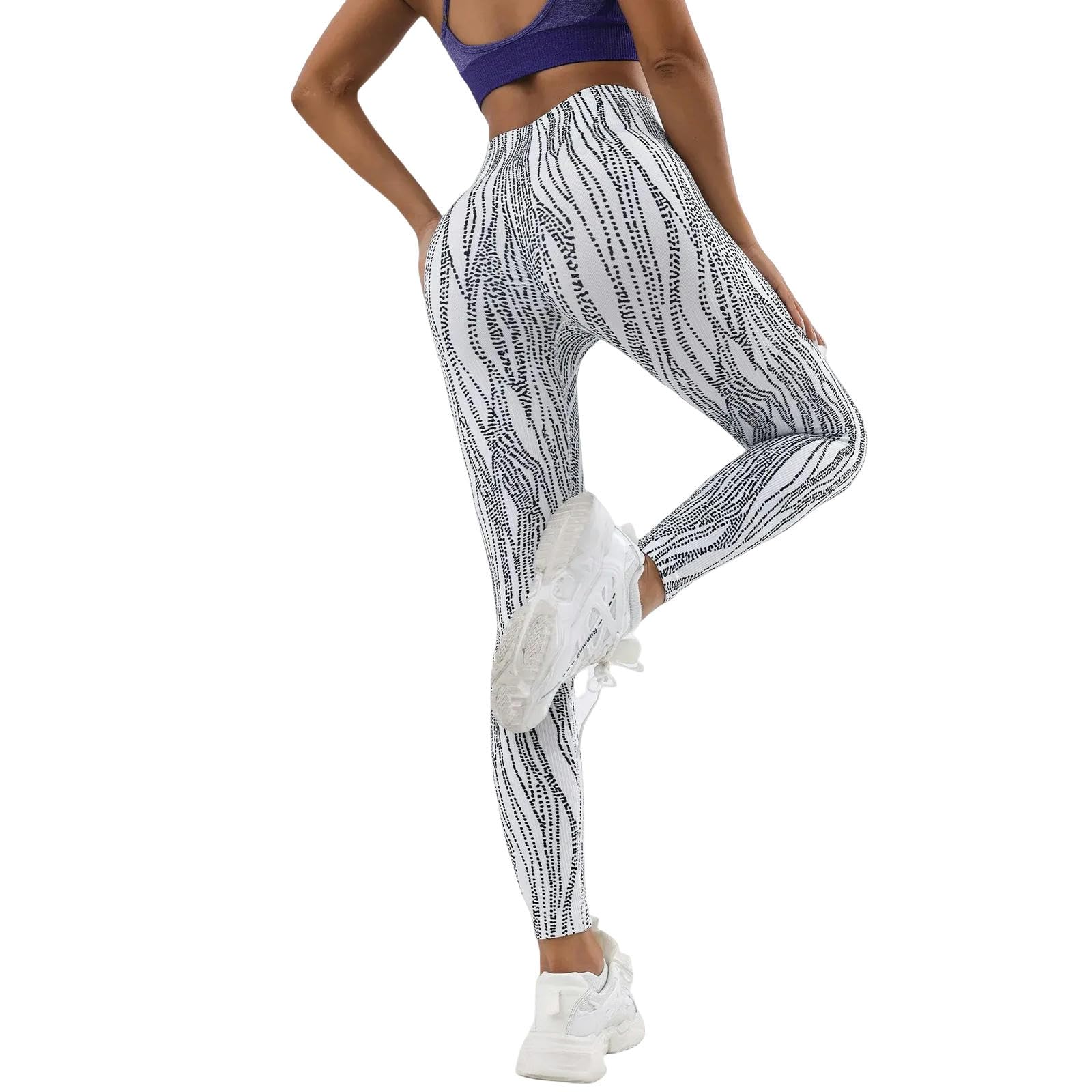 Legginsy dla kobiet UK damskie legginsy z nadrukiem sport siłownia joga capri trening wysoka talia spodnie do biegania na co dzień rajstopy fitness -wielokolorowe-L