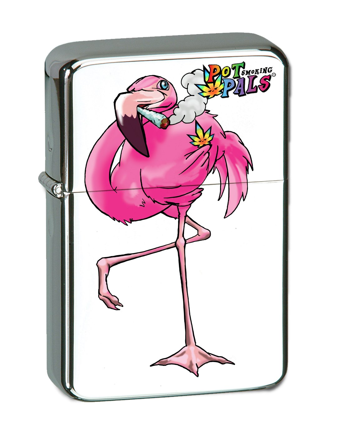 Pot Smoking Pals Flamingo Vector KGM Thunderbird Vintage Lighter - High Polish Chrome Finish