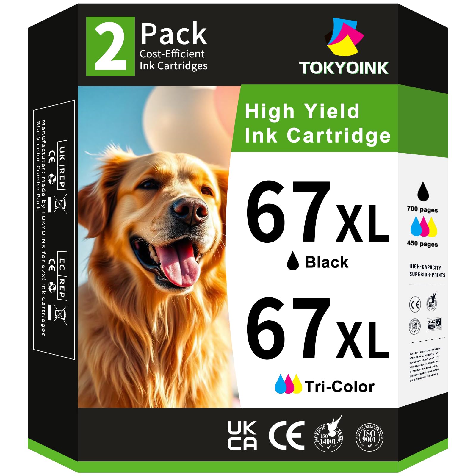 67XL Ink Cartridges Compatible for HP67 HP Ink 67 Black/Color Combo Pack Compatible for DeskJet 2855e 2827e 2800e 4255e 2755e 2700e 2852e 2700 4155e 2734e 4227e Envy 6000 6055e 6400 6455e Printer Ink