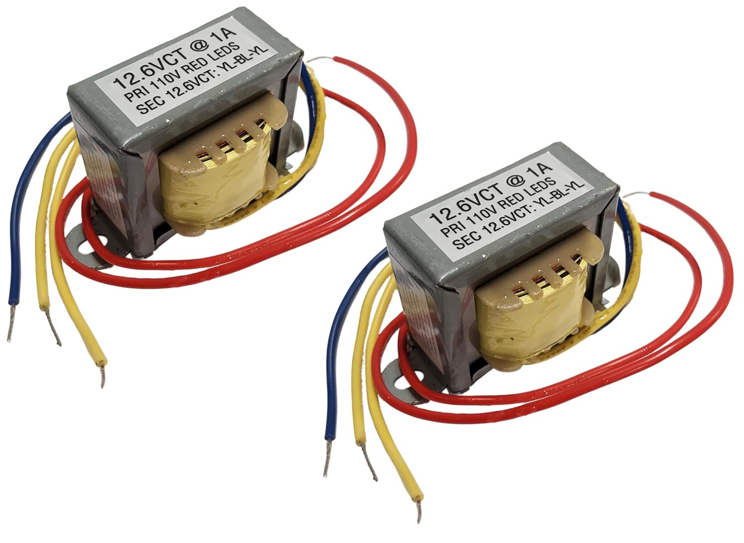 2 Pack Power Transformer 12.6 VCT, 1A with Wire Leads and Foot Mount - EX ELECTRONIX EXPRESS