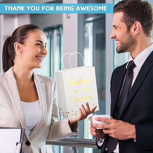 Miniatura 4 de Ctosree 20 bolsas de papel de regalo para empleados, compañeros de trabajo, colega de trabajo con asas, bolsas de regalo de agradecimiento para