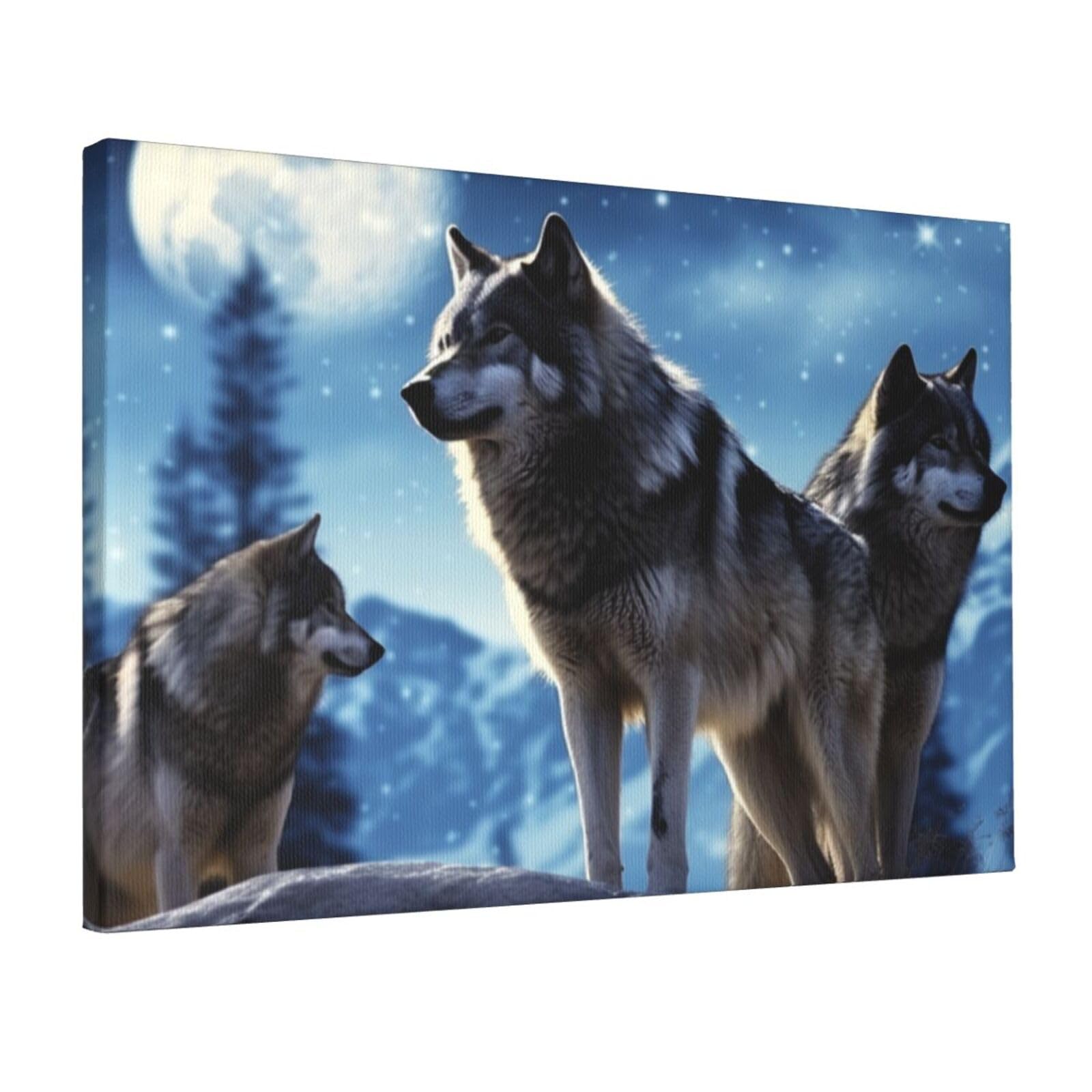 KLOPH wolfs Canvas Wall Art for Living Room 12"x18" Modern Artwork Painting for Bathroom Hanging Canvas Prints Aesthetic Wallart for Bedroom Kitchen Office Wall Decor