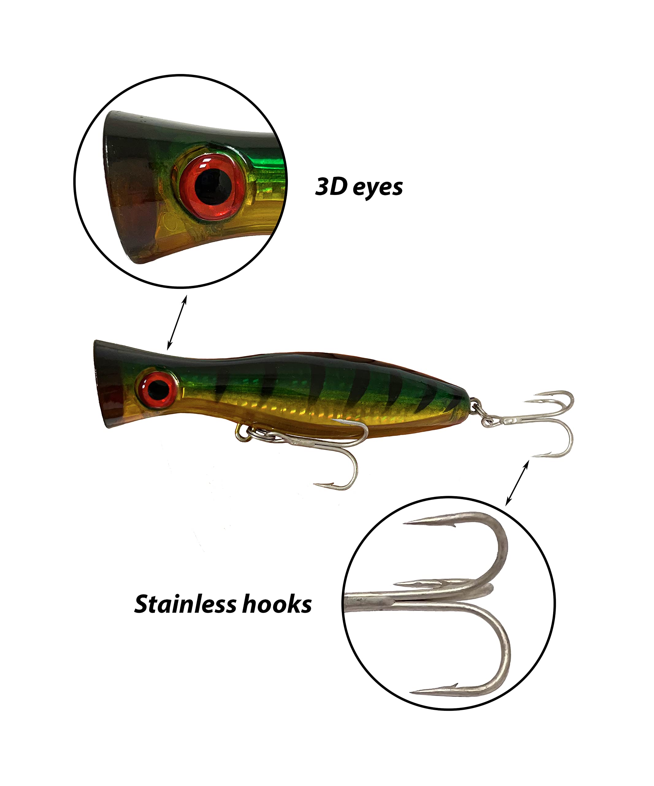 Leurre de pêche - VBESTLIFE - Popper 3D - Couleurs vives - 12cm - Eau