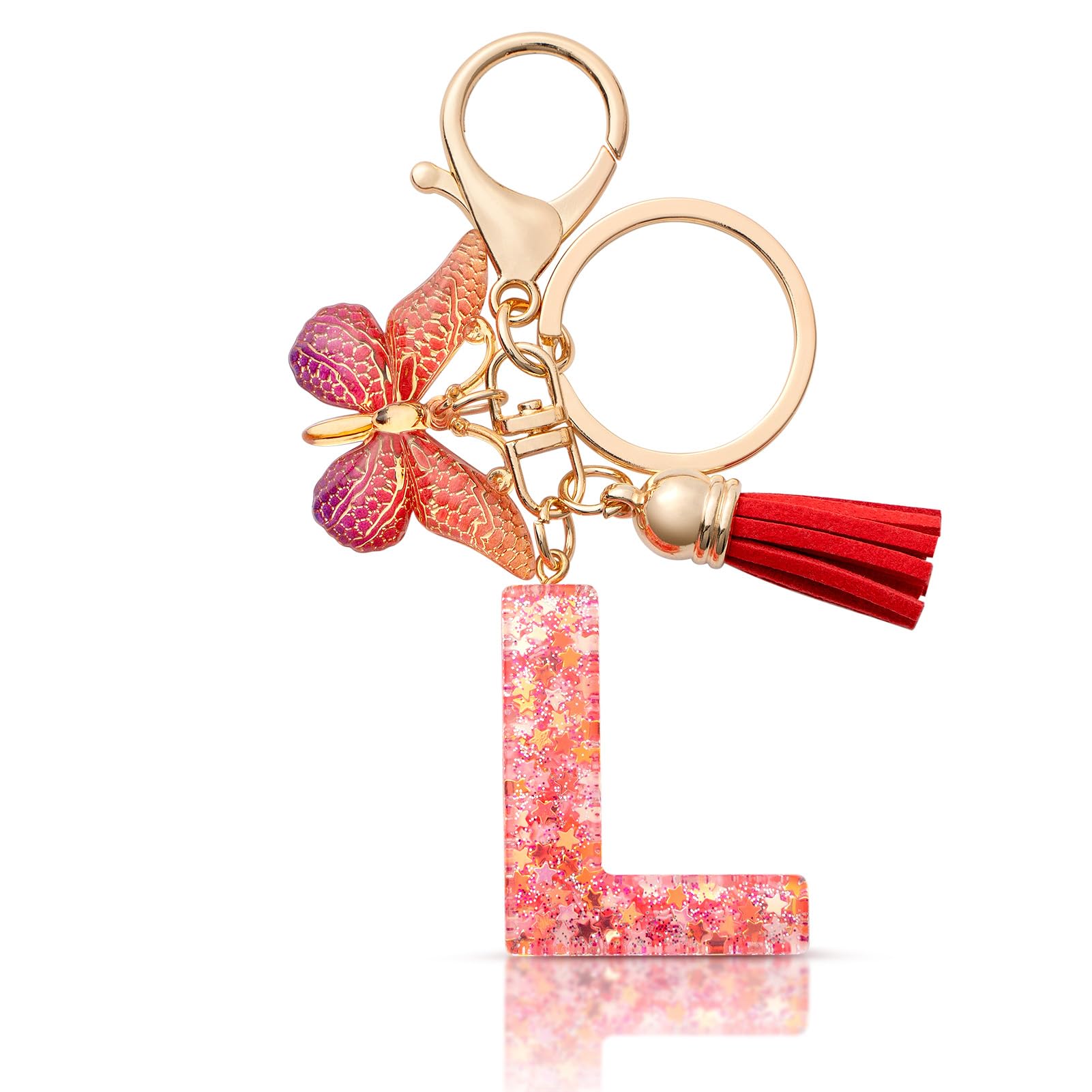 MORSUNBELA Schlüsselanhänger Buchstabe Mädchen Keychain mit Anfangsbuchstabe Schlüssel Anhänger mit Buchstaben für Frauen Damen