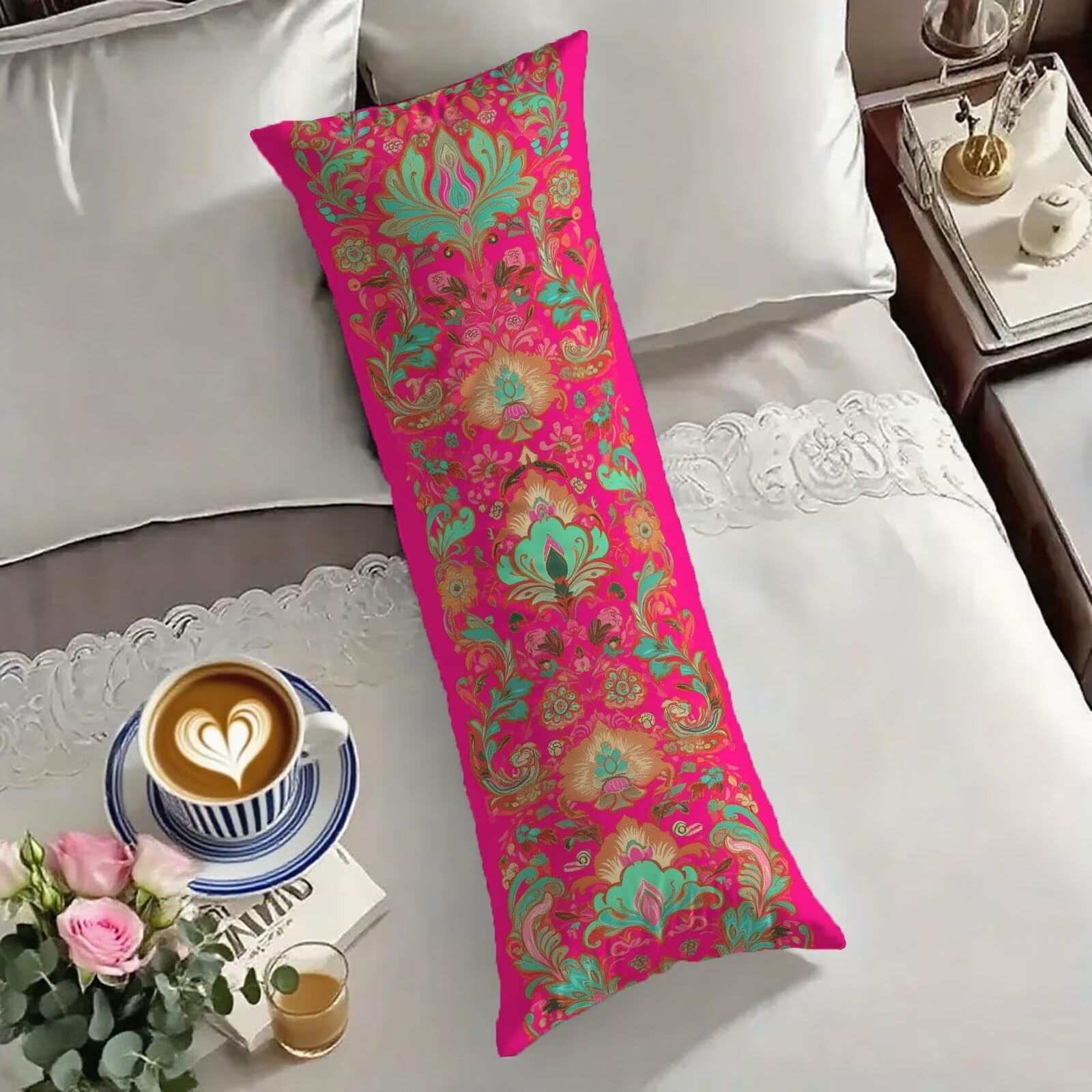 Taies d'oreillers double face impression velour de 140 cm rose bleu