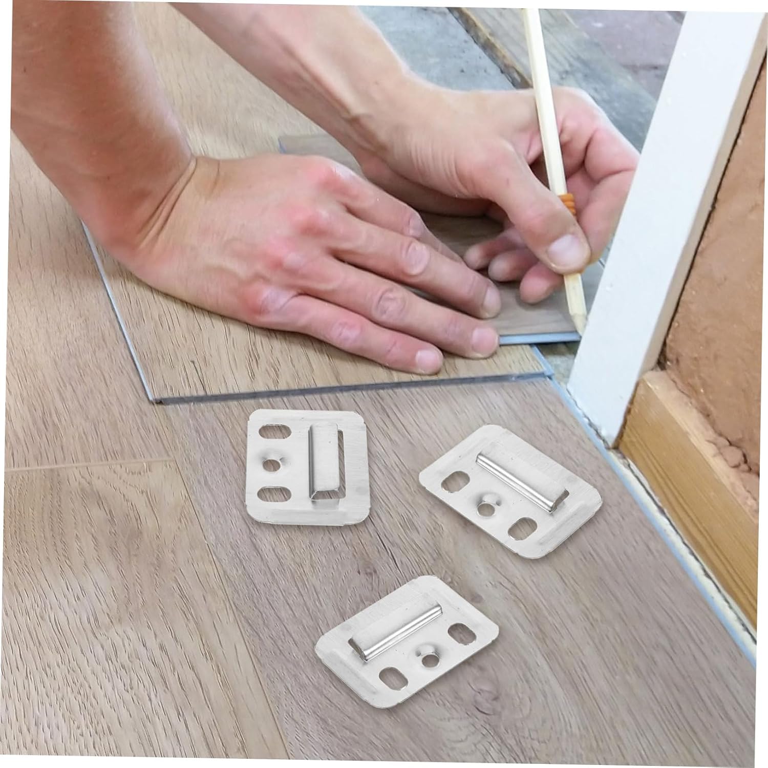 WOONEKY 200pcs Stainless Steel Wall Panel Buckle Quick Release Plate Accessories for Panel Clamps Brackets for Shelves